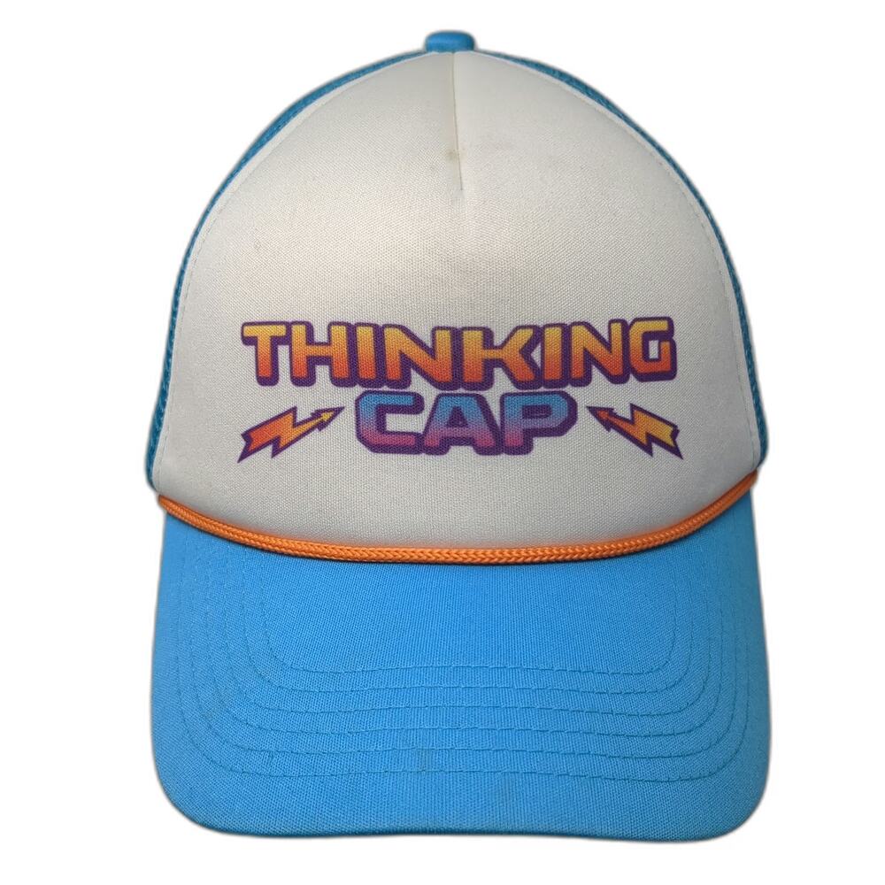 Netflix Stranger Things Thinking Cap Blue Trucker Hat OSFM Snapback Mesh Foam